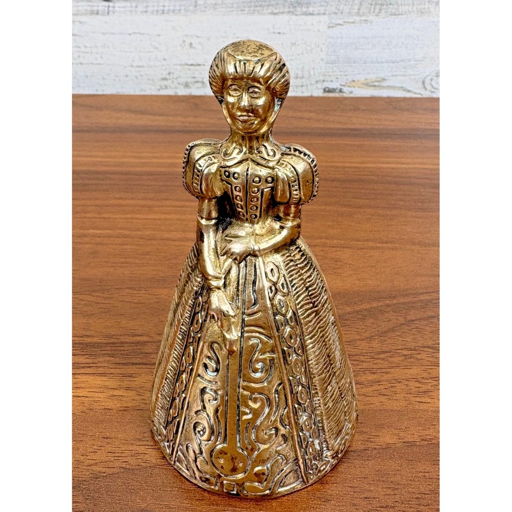 Antique Victorian Brass Elizabthan Lady Bell‎ England Tea Bell
